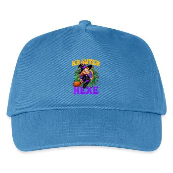 Hexe mit Kräutern und Zauberstab - Kinder Basecap - Pfauenblau - Vorne