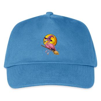 Flamingo Witch Riding Broom - Kids’ Baseball Cap - peacock-blue - Front