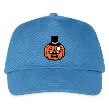 Vornehmer Kürbis Zylinder Monokel Halloween reich - Kinder Basecap - Pfauenblau - Vorne