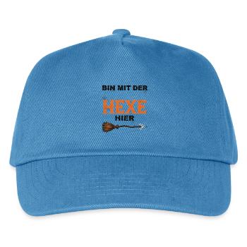 Am With The Witch Funny Halloween T-Shirt - Kids’ Baseball Cap - peacock-blue - Front