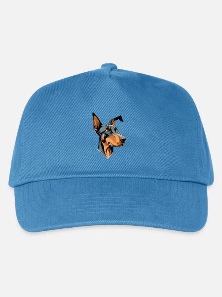 Dobermann Kopf Cartoon Illustration - Kinder Basecap - Pfauenblau