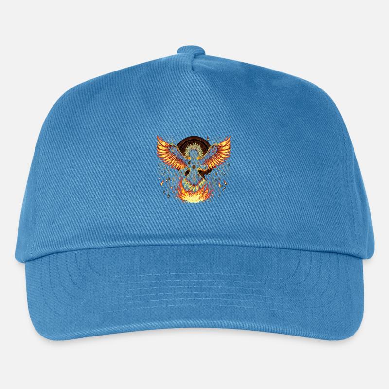 Phoenix Warrior with Flame Wings Aztecs - Kids’ Baseball Cap - peacock-blue