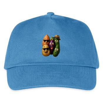 Fröhliche Gemüsehelden Gruppe - Kinder Basecap - Pfauenblau - Vorne