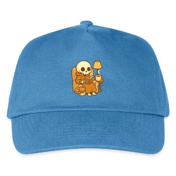 Reading Skeleton – Cozy Reading - Kids’ Baseball Cap - peacock-blue - Front