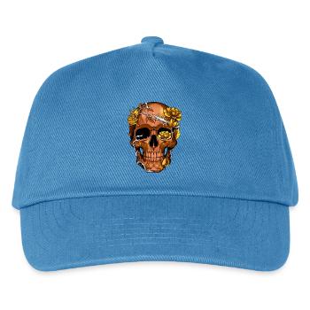 Goldener Stacheldraht-Blumenschädel - Kinder Basecap - Pfauenblau - Vorne