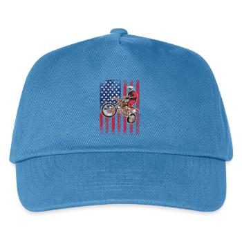 Dirt Biking USA-Flagge - Kinder Basecap - Pfauenblau - Vorne