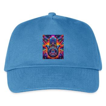Mandala psychédélique Hamsa Œil Main-Œil - Casquette de baseball Enfant - bleu paon - Devant