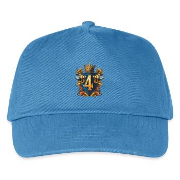 4 Zahl Wappen - Kinder Basecap - Pfauenblau - Vorne