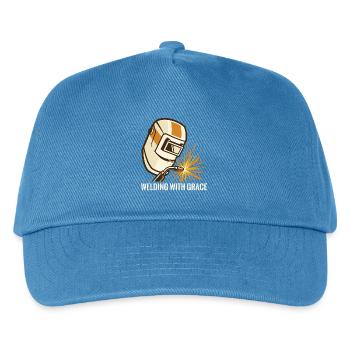 WELDING WITH GRACE Welding Helmet Motif - Kids’ Baseball Cap - peacock-blue - Front