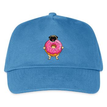 Donut-Mops Hund im rosa Zuckerguss - Kinder Basecap - Pfauenblau - Vorne