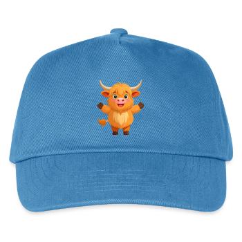 Mignonne vache Highland qui agite – Kawaii Design - Casquette de baseball Enfant - bleu paon - Devant