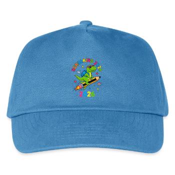 Schulkind 2026 Dino T-Rex Einschulung - Kinder Basecap - Pfauenblau - Vorne