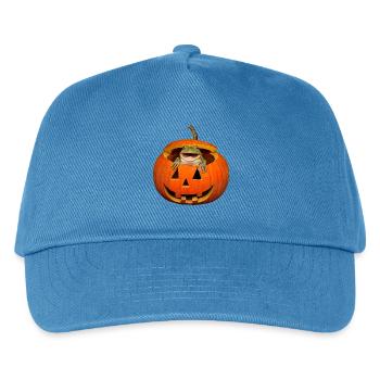 Halloween Frog in Pumpkin T-Shirt Funny - Kids’ Baseball Cap - peacock-blue - Front