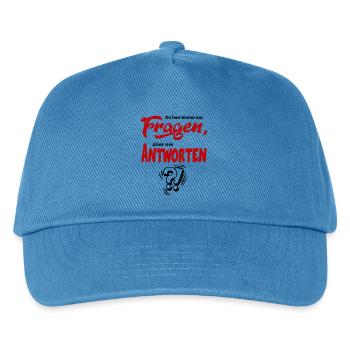 Frage Antwort Fragezeichen Ausrufezeichen Sprüche - Kinder Basecap - Pfauenblau - Vorne