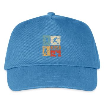 Retro Tischtennis Moodboard für Ping-Pong Spieler - Kinder Basecap - Pfauenblau - Vorne