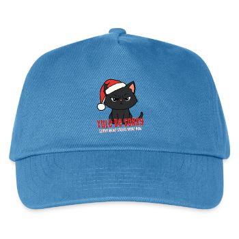 Weihnachtskatze Weihnachtsmütze Weihnachtsmütze Sei entschuldigt Stille Nacht - Kinder Basecap - Pfauenblau - Vorne