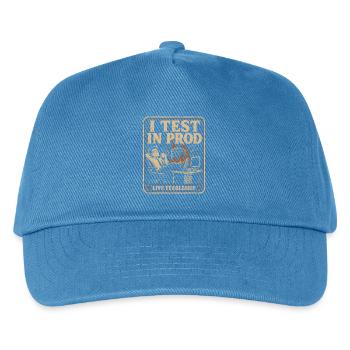 Ich Teste In Produktion, Lebe Furchtlos - Kinder Basecap - Pfauenblau - Vorne