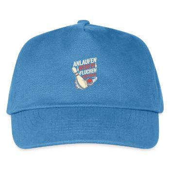 Bowling Anlaufen Werfen Fluchen Nochmal Spruch - Kinder Basecap - Pfauenblau - Vorne