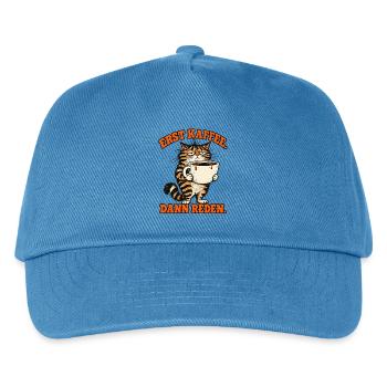 Erst Kaffee Dann Reden – Grumpy Katze - Kinder Basecap - Pfauenblau - Vorne