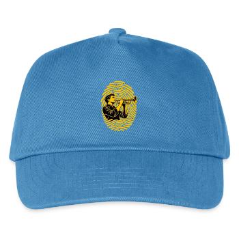 Trompete Fingerabdruck Trompeter Jazz Blasmusik - Kinder Basecap - Pfauenblau - Vorne