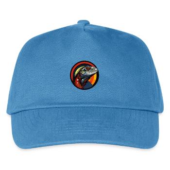Leguan Kopf Retro Sonnenuntergang - Kinder Basecap - Pfauenblau - Vorne