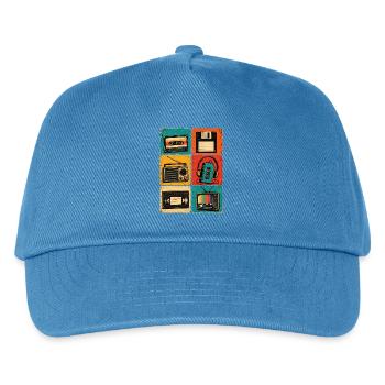 90er Jahre, 80er Jahre Party, Kassette, Nostalgie - Kinder Basecap - Pfauenblau - Vorne