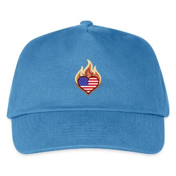 Flammenherz USA Flagge - Kinder Basecap - Pfauenblau - Vorne