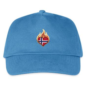 Norway Flag Heart on Fire - Kinder Basecap - Pfauenblau - Vorne