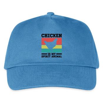 Huhn Seelentier Retro - Kinder Basecap - Pfauenblau - Vorne