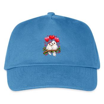 Süße Vögel Pärchen Liebe Valentinstag  - Kinder Basecap - Pfauenblau - Vorne