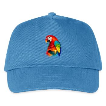 Tropical Sunset Palm Sea Beach Parrot Papagei - Kinder Basecap - Pfauenblau - Vorne