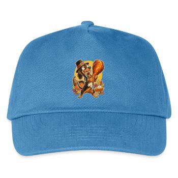 Thanksgiving Dackel mit Truthahn-Drumstick - Kinder Basecap - Pfauenblau - Vorne