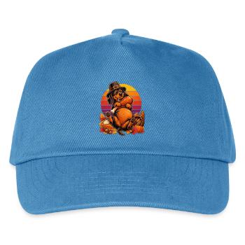 Thanksgiving Dackel satt im Truthahn-Traum - Kinder Basecap - Pfauenblau - Vorne
