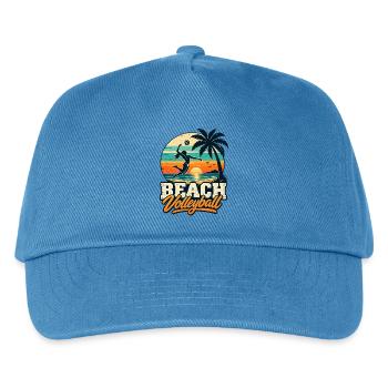 Beachvolleyball Sunset – Retro Beach Vibes - Kinder Basecap - Pfauenblau - Vorne