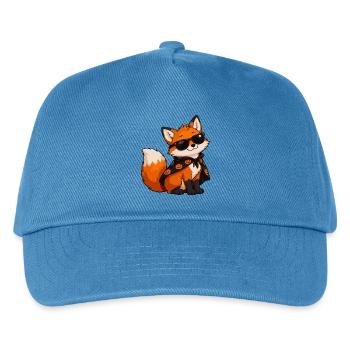 Fuchs mit Sonnenbrille und Kürbiscape - Kinder Basecap - Pfauenblau - Vorne