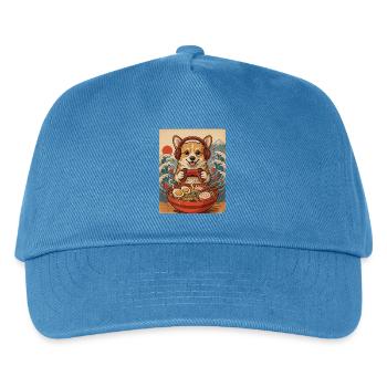 Corgi Gamer mit Controller und Nudelsuppe - Kinder Basecap - Pfauenblau - Vorne