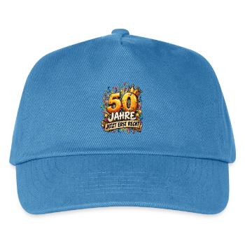 Runder Geburstag 50.Geburtstag Jetzt erst recht  - Kinder Basecap - Pfauenblau - Vorne