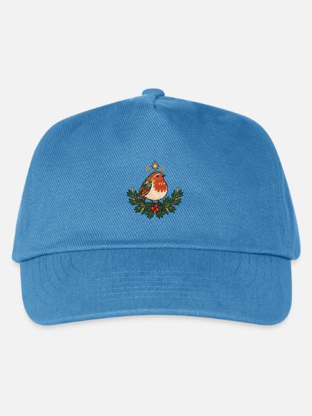 Waldrotkehlchen im Festkranz - Kinder Basecap - Pfauenblau