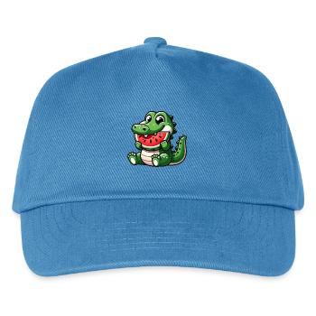 Krokodil Mit Wassermelone Fruchtig Niedlich - Kinder Basecap - Pfauenblau - Vorne