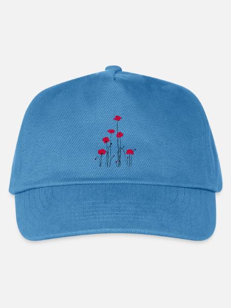 Abstrakte Florale Linienkunst. Mohn - Kinder Basecap - Pfauenblau