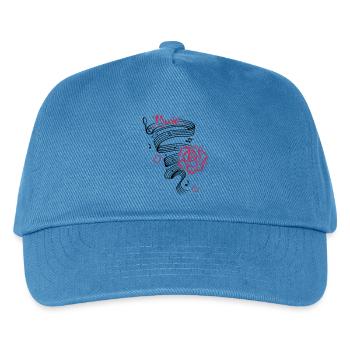 Music notes with music sheet and rose. - Kids’ Baseball Cap - peacock-blue - Front