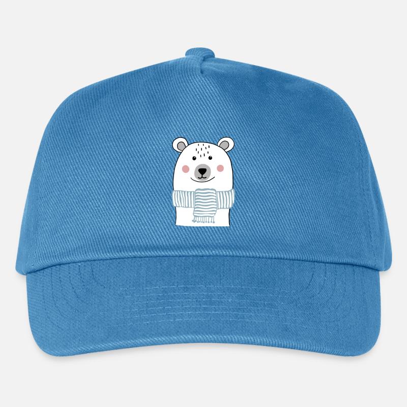 Eisbär mit hellblauem Schal - Kinder Basecap - Pfauenblau