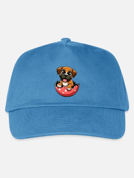 Buntes Boxer-Hund Osterei Schlüpf Design - Kinder Basecap - Pfauenblau