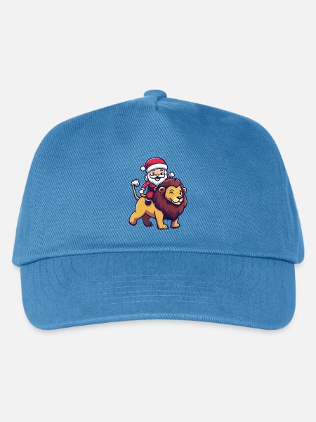 Löwe Weihnachtsmann Cartoon - Kinder Basecap - Pfauenblau