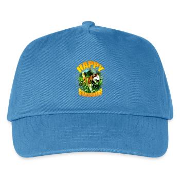 Happiness und Sonnenschein mit Huskyporträt - Kinder Basecap - Pfauenblau - Vorne