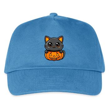 Katze Halloween Kater Comic - Kinder Basecap - Pfauenblau - Vorne