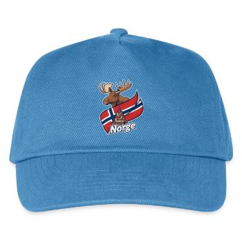 Norwegischer Elch und Kirchenflagge - Kinder Basecap - Pfauenblau - Vorne