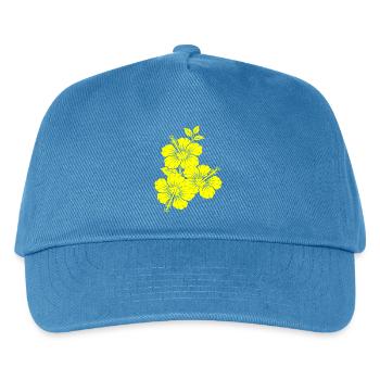 Triple Flower Silhouette des gelben Hibiskus - Kinder Basecap - Pfauenblau - Vorne