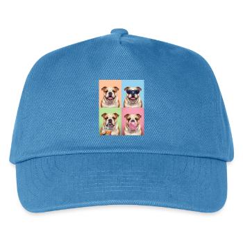 Hunde Bulldog Hund - Kinder Basecap - Pfauenblau - Vorne