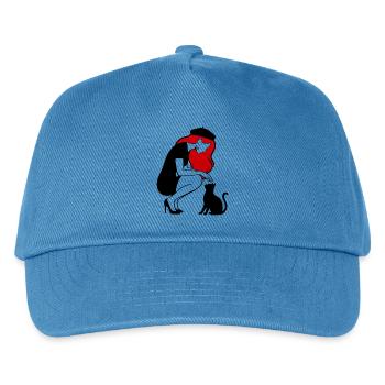 donna_con_capelli_rossi_basco_e_gatto_nero - Kinder Basecap - Pfauenblau - Vorne